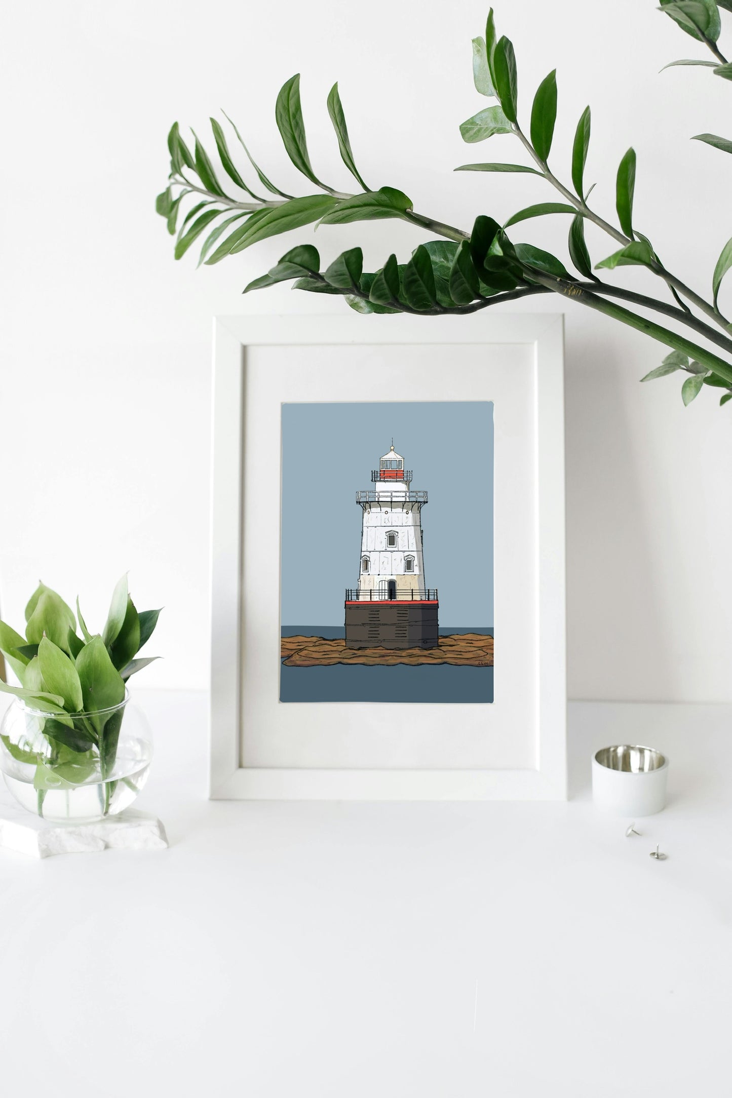 Sakonnet Point Light, Little Compton RI Illustration