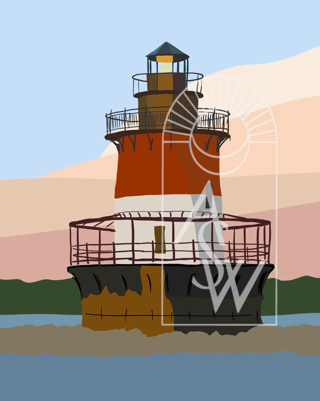 Plum Beach Lighthouse, Narragansett Bay RI Print