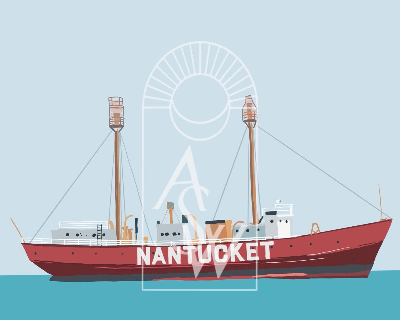 Nantucket Light Ship Illustration