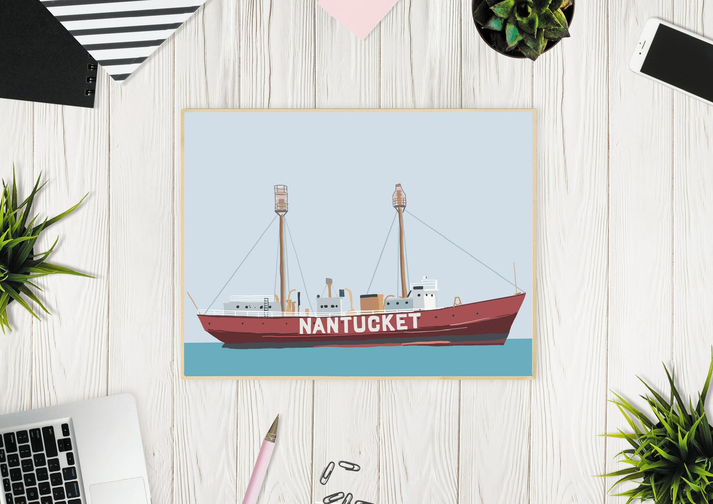 Nantucket Light Ship Illustration