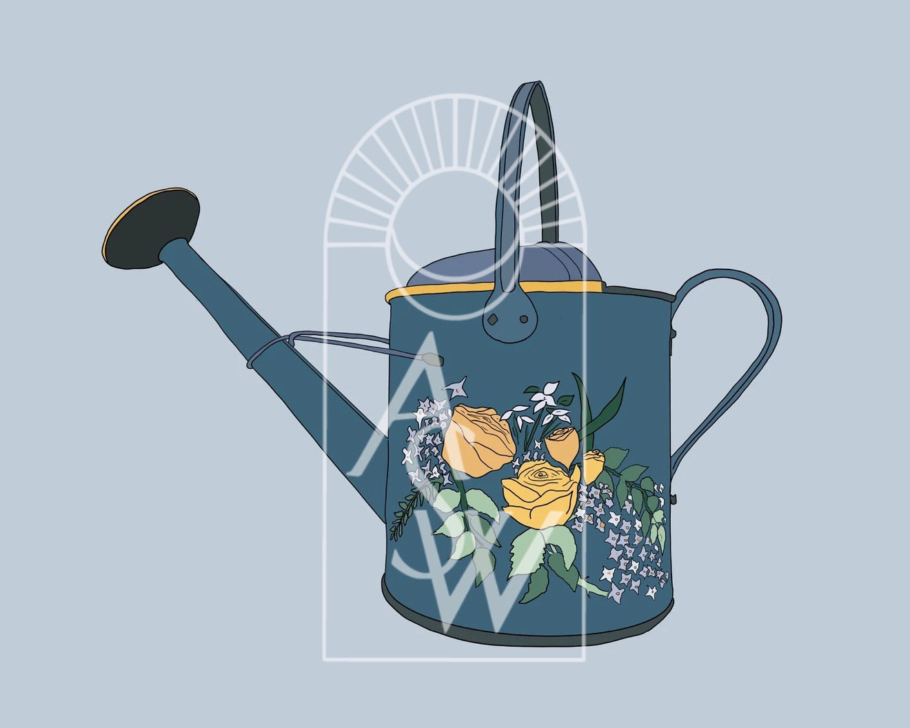 Vintage Watering Can Illustration