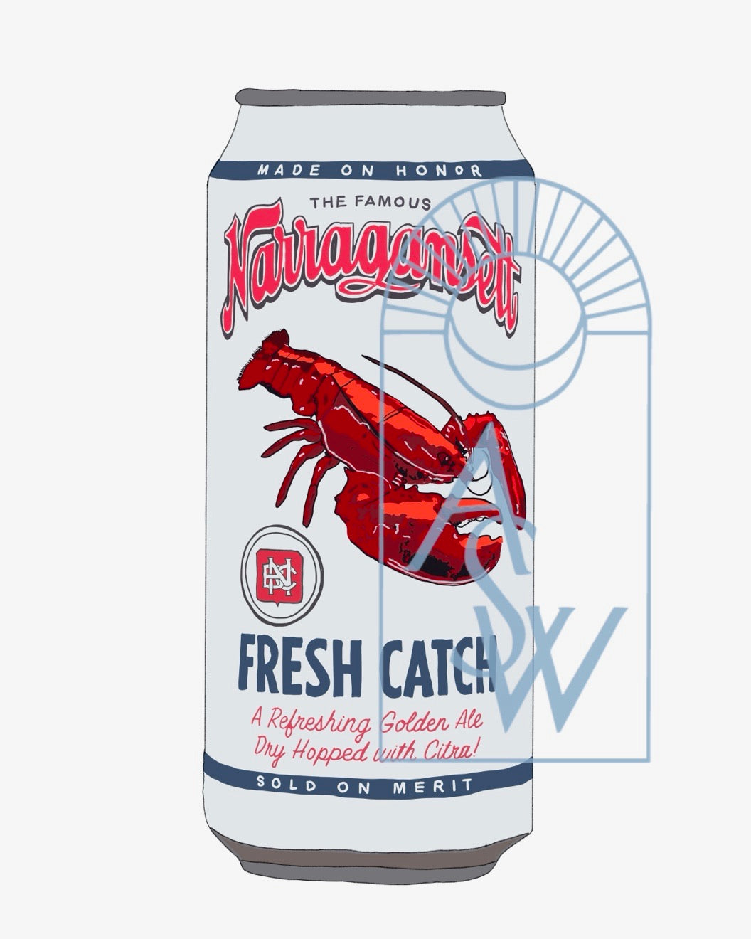 Fresh Catch - Narragansett Beer Illustration